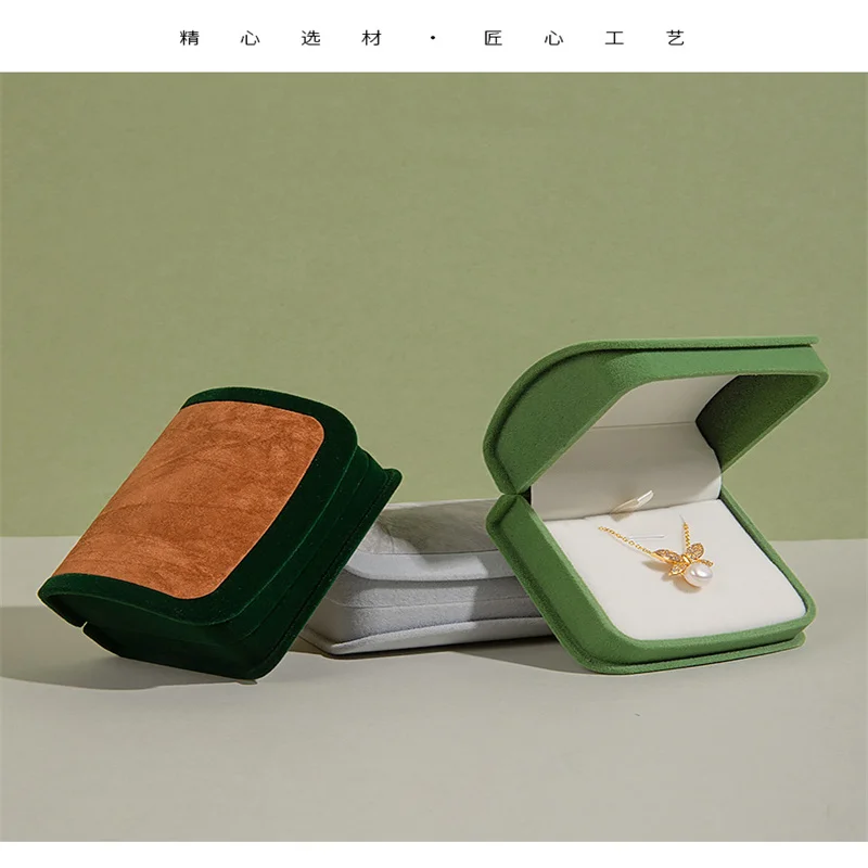 قطعة واحدة من صندوق مجوهرات مخملي متطور منحني مزدوج اللون، قلادة دائرية، صندوق تخزين الأقراط #6