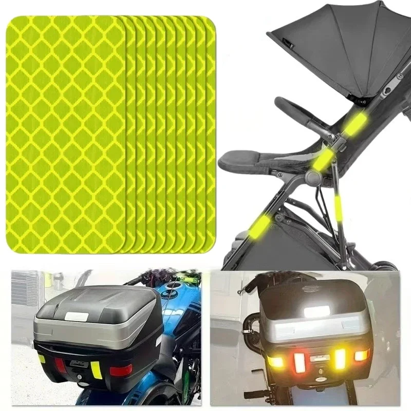 10PCS Car Truck Reflective Safety Warning Tape Waterproof Anti-collision Reflective Patch Night Light Patch Reflector Stickers