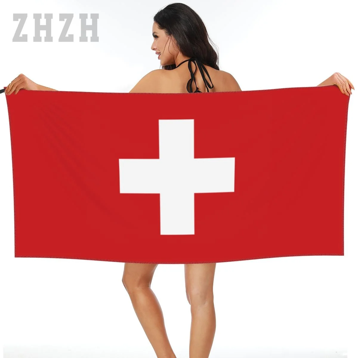 

More Design Switzerland Flag Swiss Emblem Bath Towel Quick dry Microfiber Absorbing Soft Water Breathable Beach Swimming