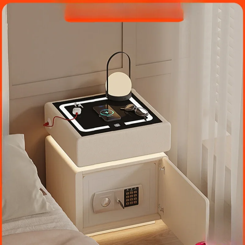 

French light luxury smart bedside table, safe, integrated household small 2024 new multi-functional locked safe deposit box