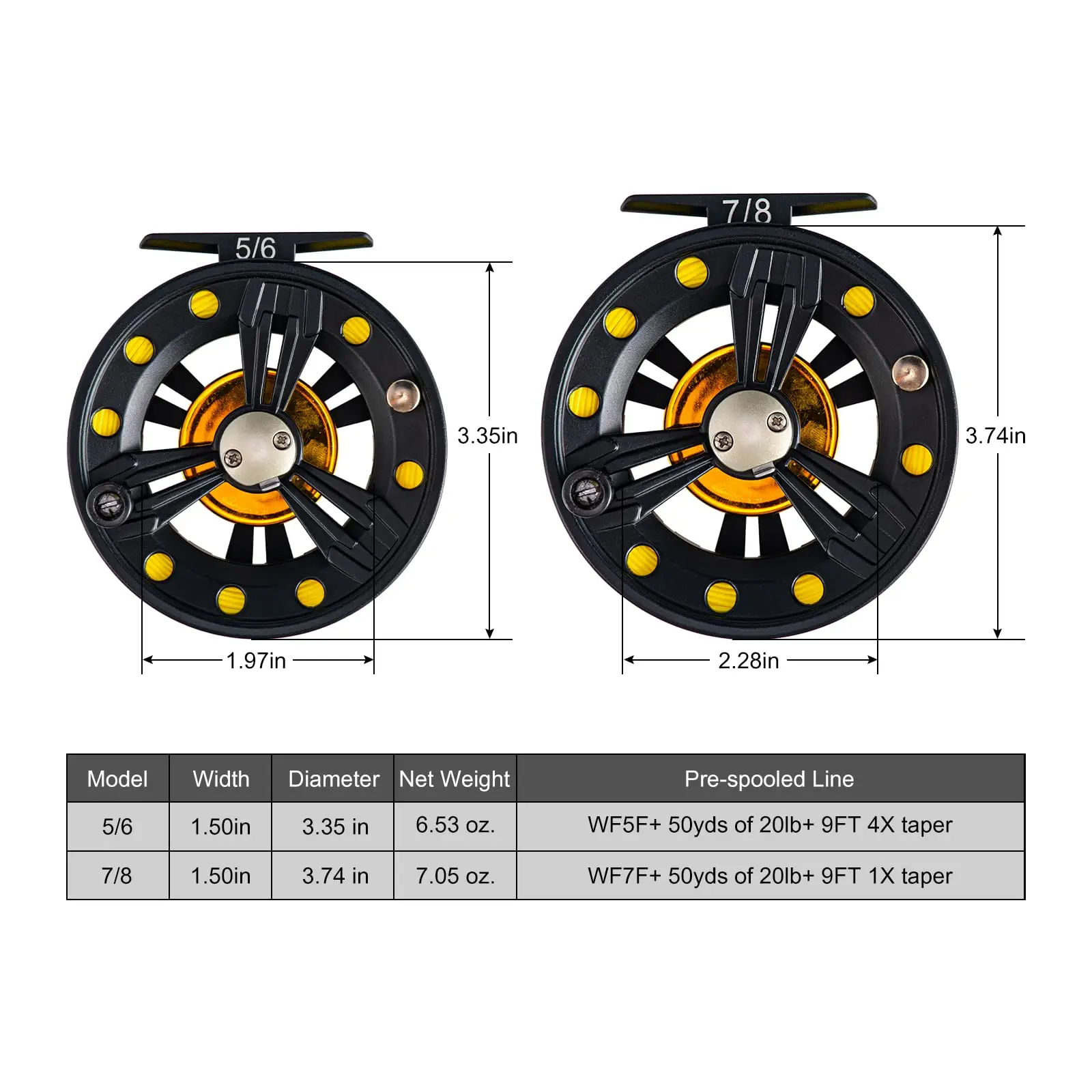 Goture Fly Fishing Reel 5/6 7/8wt Large Arbor Die Casting Fly Reel 3