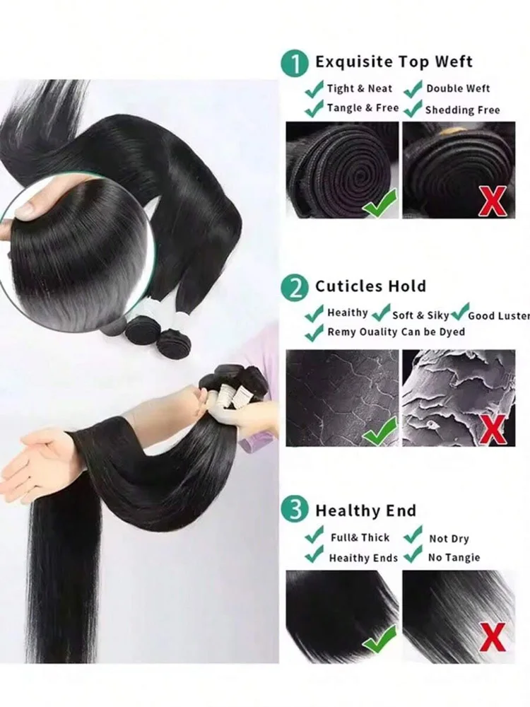 Pacotes longos e retos 12-42 Polegada extensão do cabelo natural cor preta pacotes de cabelo humano para mulheres pacotes preto natural