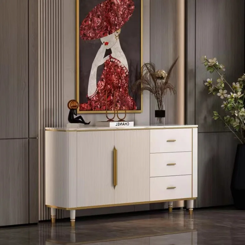 Light luxury door cabinet, shoe cabinet, solid wood partition locker, living room wall storage cabinet, Italian rock slab dining