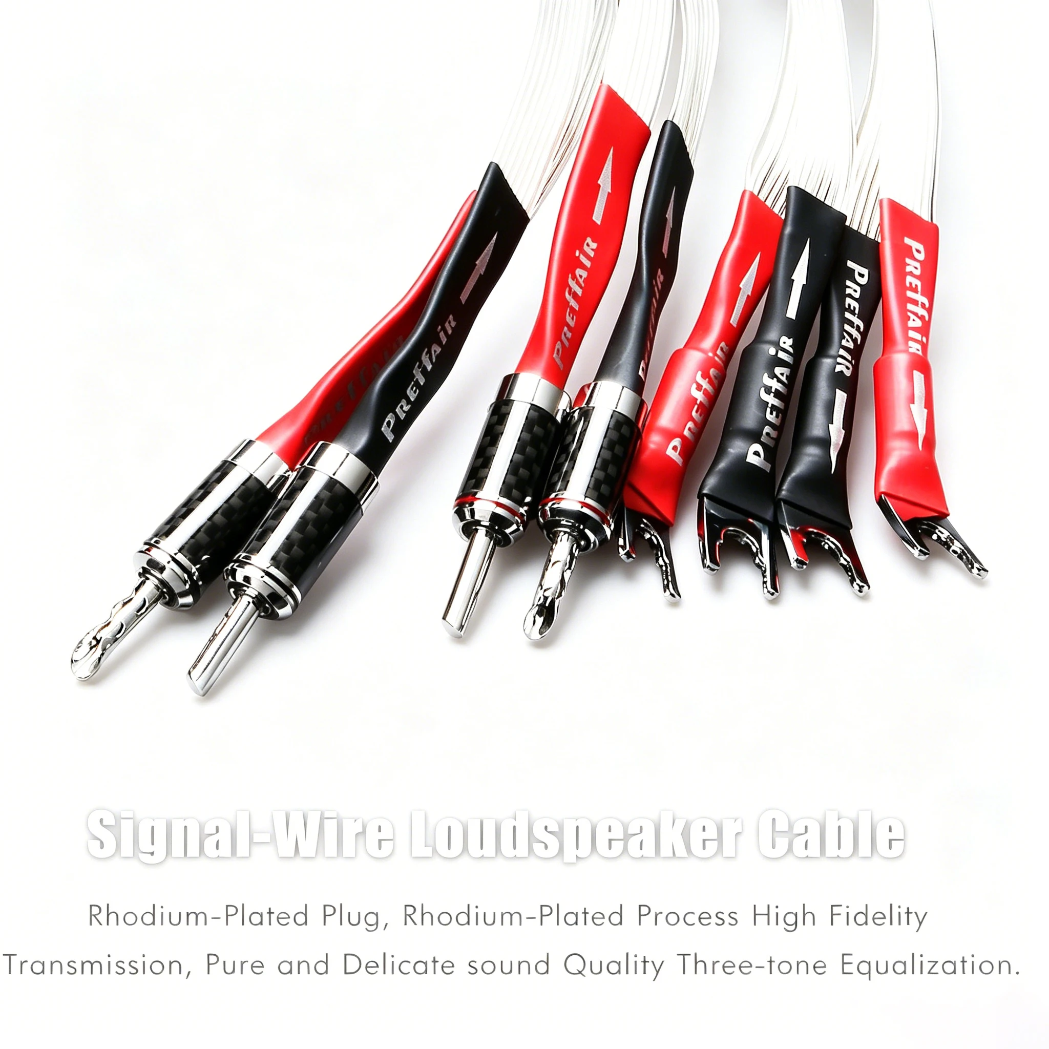 Pair Flat Speaker Cable Horn BFA Banana Y Plugs Cable 7n OCC Speaker Cable for Speaker Amplifier High Fidelity Sound