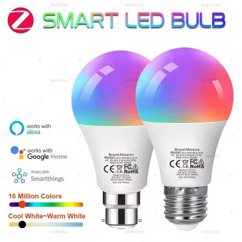 Zigbee 3.0 Smart Led Bulb 110V 220V E27 B22 Lamps RGBCW Works With Alexa Echo Plus Google Home Assistant APP Voice Control 2MQTT