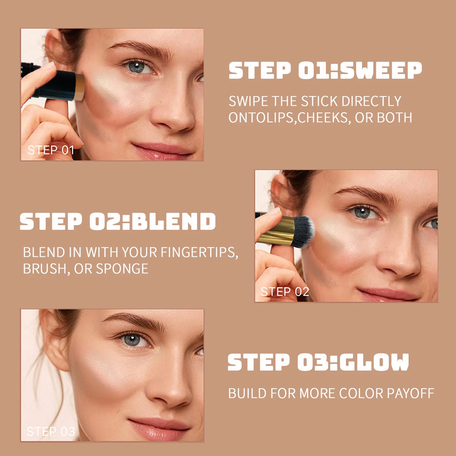 Stick contorno evidenziatore bicolore, illuminante e ombreggiante, impermeabile, duraturo, unisex, sicuro per la pelle, per tutti gli look di trucco viso