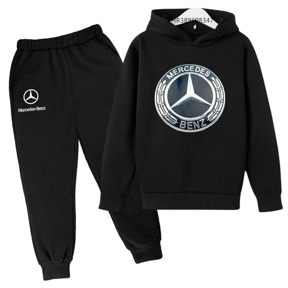 

Kids Leisure Auto Logos Print 2pcs Hoodie+Pants Tracksuits 3-12 Years Boys Girls Autumn Winter Streetwears Children Clothes