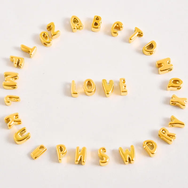 

15pcs Mini Gold Color A-Z English Letter Charm Stainless Steel Pendant For Handmade Diy Men Women Necklaces Jewelry Accessories