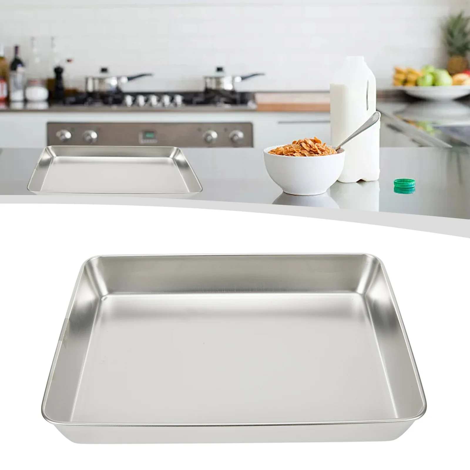 Stainless Steel TRAY PLATE Vegetable Food Rectangular Serving Decoration Kitchen Dessert Plate Nut Fruit Cake Tray