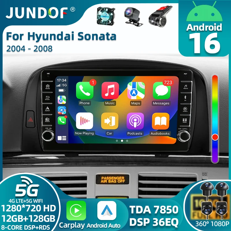 

Автомагнитола Android 16 с CarPlay, GPS, Bluetooth, Wi-Fi, FM, 2 DIN, Android Auto для Hyundai SONATA 2004-2008