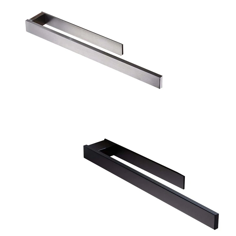 Stainless Steel Towel Rack - Self Adhesive No Punch Towel Rack 39Cm Black Bathroom Toilet Towel Rack