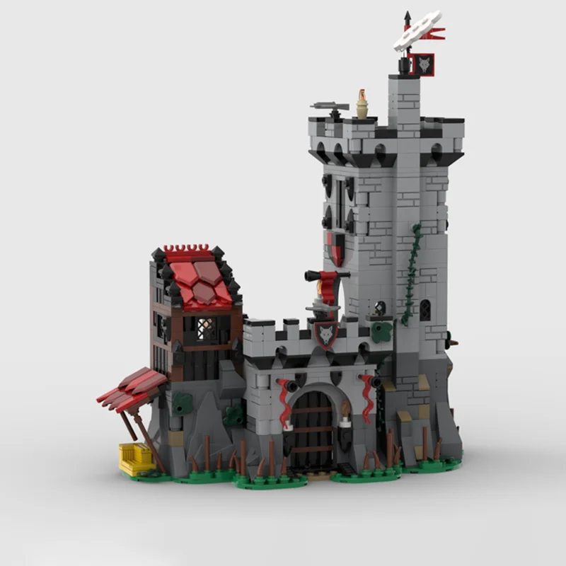 877 elementów MOC Wolfskoczy Zamek Obniżony na Poziomie Ziemi Model do Składania Klocki Architektura Zrób To Sam zabawka klockowa prezent na Boże Narodzenie urodziny