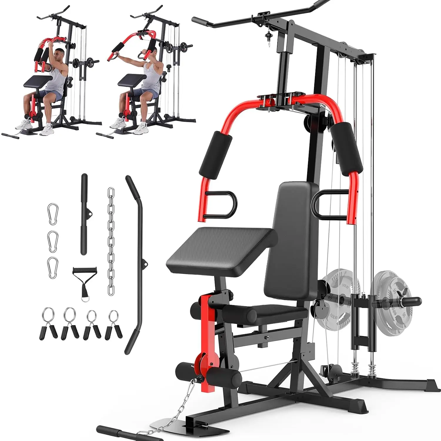Home Gym, Workout Station with High/Low Pulley System, Multifunctional Home Gym Equipment, Exercise Equipment for, Customized