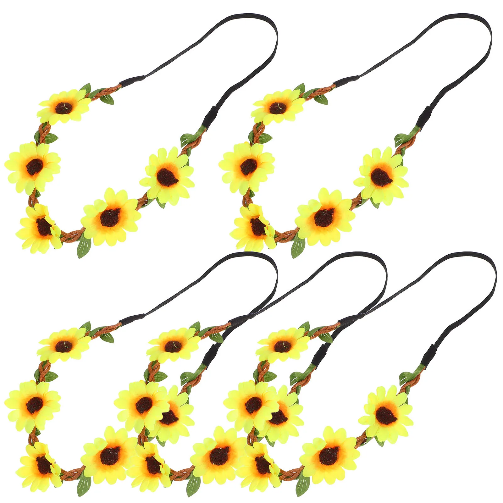

5Pcs Sunflower Hair Band Bohemia Style Bright Yellow Headwear for Hawaiian Dance Party Outdoor Celebration