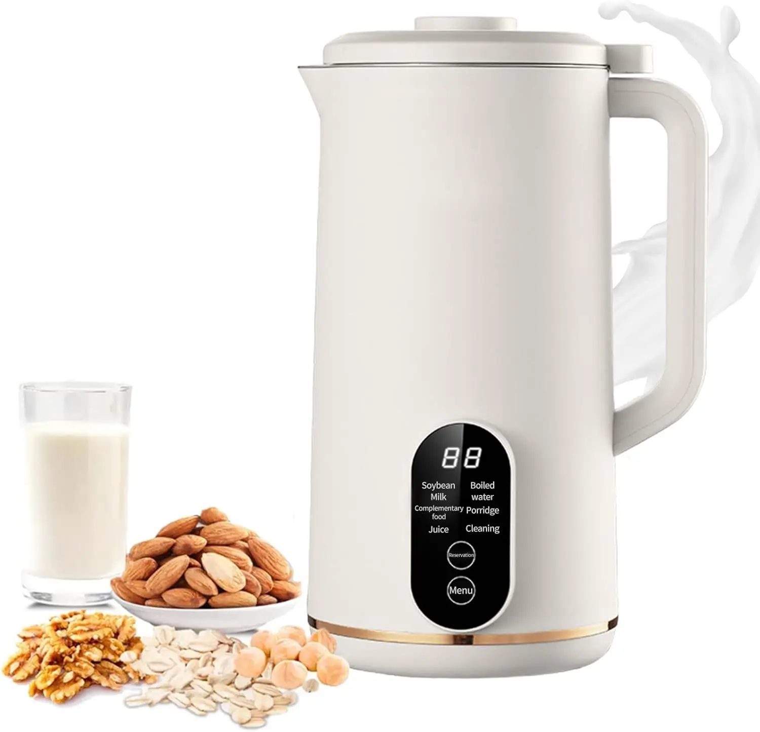 

Automatic Nut Milk Maker, 22oz Low Noise Soy Milk Maker Machine for Homemade Almond, Oat, Coconut, Soy, Plant Based Milks and No