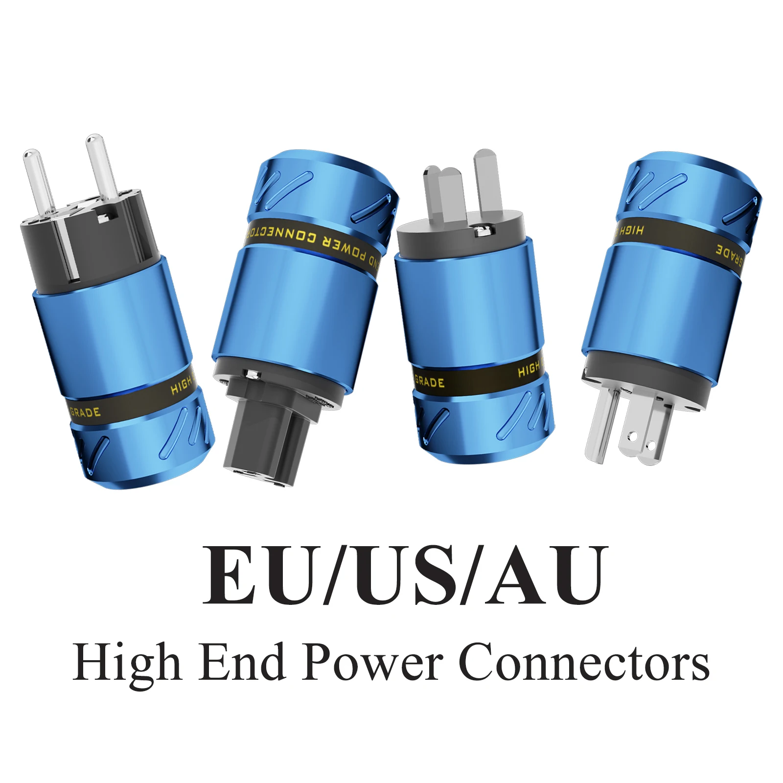 

High-end Rhodium Plated Aluminium Shell EU/US/AU Power Connector Male Female Plug IEC C15 Power Plug for DIY Power AMP Cable