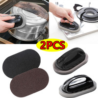 Magic Emery Sponge Brush with Handle Reusable Wipe Eraser Cleaner Kitchen Pot Brush BBQ Strong Decontamination Cleaning Tools