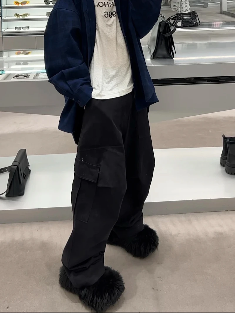 

ASTT 23FW Парижские брюки-карго Sle для спецодежды, повседневные брюки с тройными складками и силуэтом, большие повседневные брюки Du для подростков