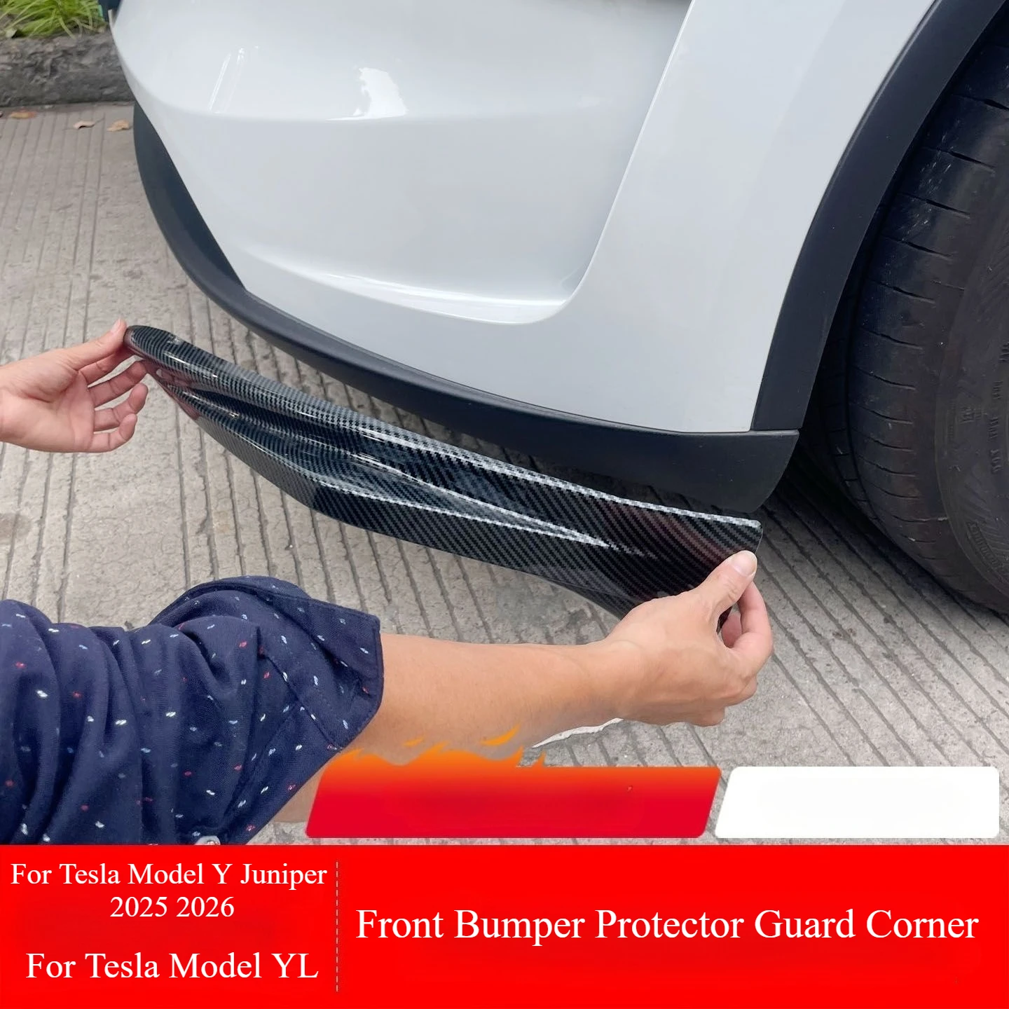 For Tesla Model Y Juniper YL 2025 2026 Front Lip Spoiler Bumper Protector Guard Corner Trim Surround Kit Modification Accessory