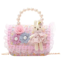 New Little Girls portamonete Princess Fashion Cute Girls Bag borsa a tracolla Cartoon Cute Rabbit Chain Shoulder Messenger Bag