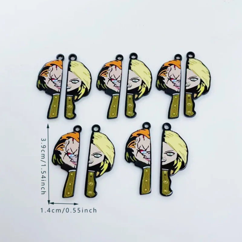 10pcs cartoon clown funny couple single-sided acrylic jewelry DIY accessory bag keychain pendant view 5