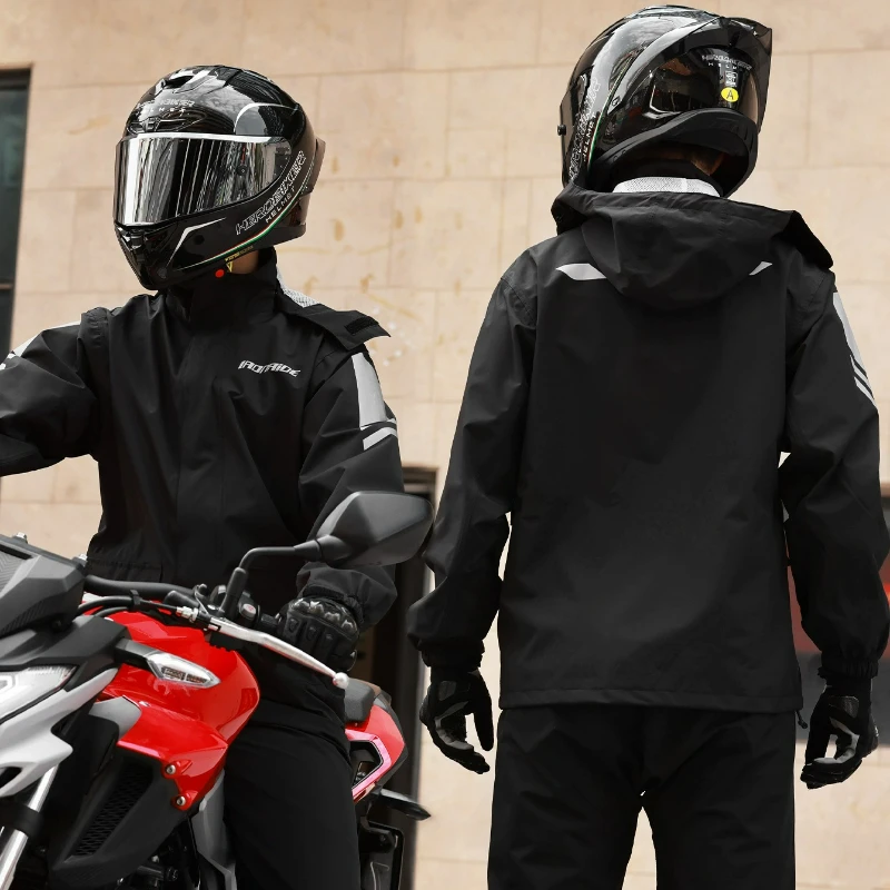 

Motorcycle Rain Suit for Men Women Reflective Waterproof Breathable Raincoat Jacket and Pants SetAll Weather Windproof Rain Gear