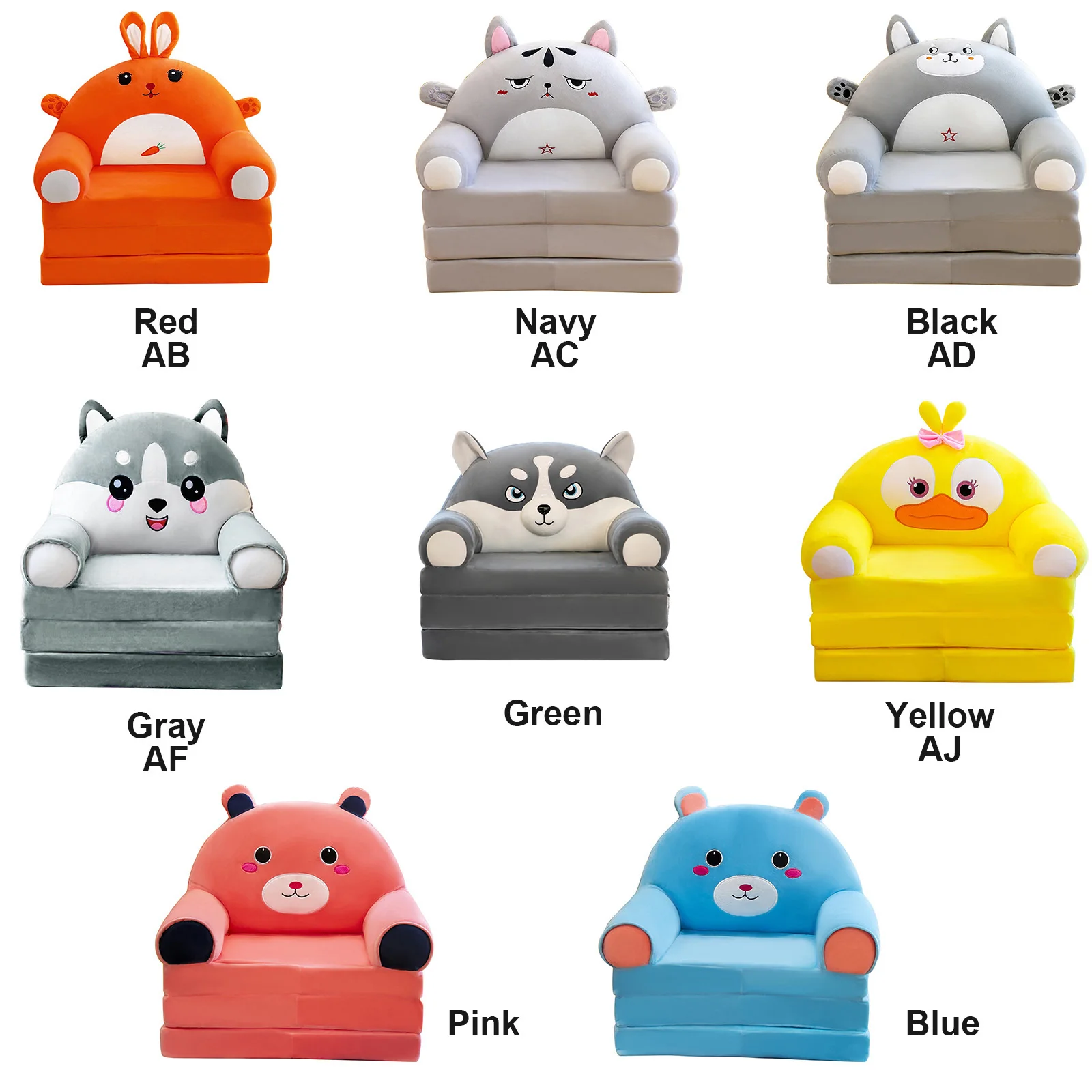 Couch Cover 2 in 1 Foldable Children Sofa Cover Cute Cartoon Kids Sofa Slipcover