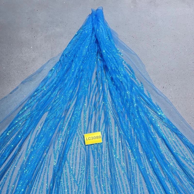 10 Yards aqua blue Patterned Wedding Dress Fabric Mesh Spray Lace 150cm Wedding Party Spray gold Tull fabric