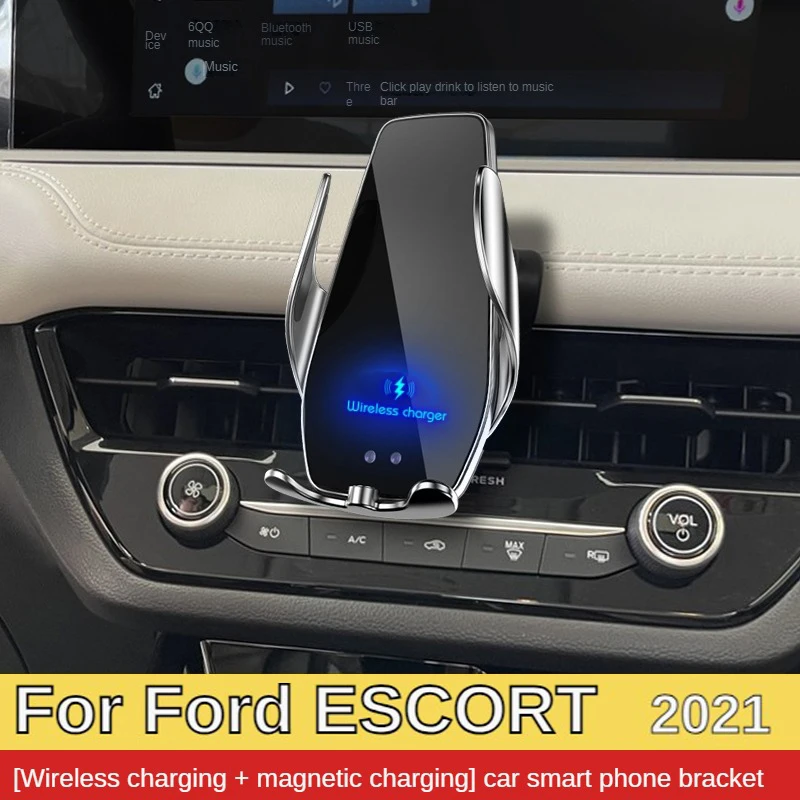 

2021 For Ford Escort Mobile Phone Holder Wireless Charger Car Mount Navigation Bracket GPS Support 360 Rotating