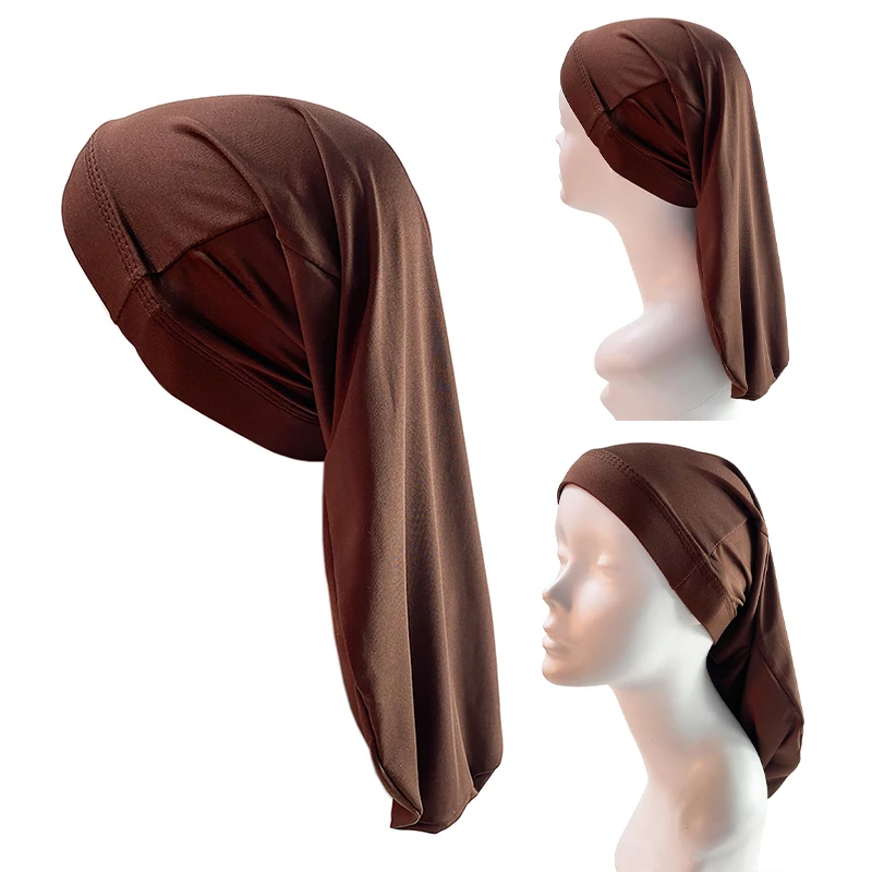 Long Satin Bonnet Sleep Cap Silk Sleeping Cap With Wide Elastic Band Loose Night Hat For Women Braids Curly Hair Natural Hair