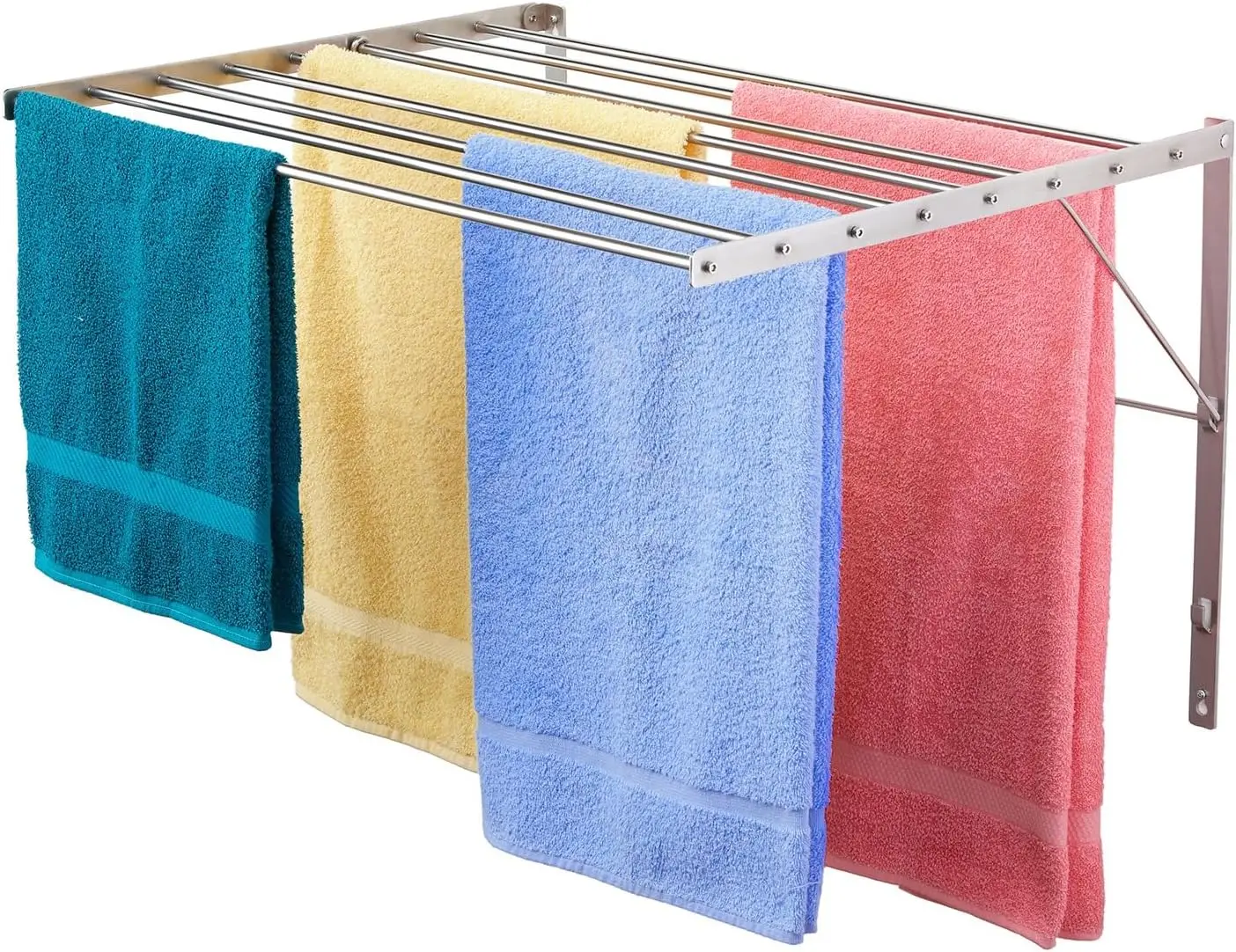 

| Wall Mounted | Clothes Drying Rack | 30" Wide | 20 Linear Feet Capacity | 8 Smooth Round Stainless Steel Rods | 60 lb