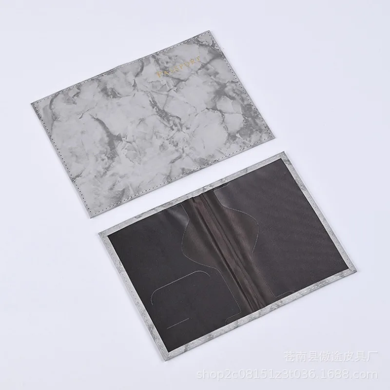 Marble Leather Passport Holder - close-up view