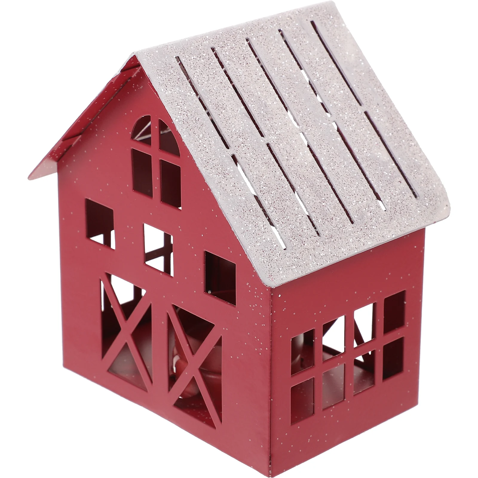 

Christmas Iron Snow House Desktop Decoration Miniature C Holder Xmas nament Holiday Supplies Festive Decor