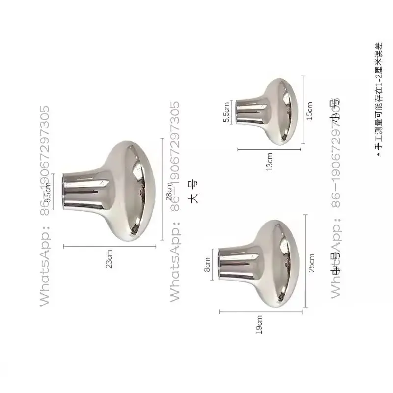 22689 Modern Simple Electroplated Silver Flower Ware Light Luxury Glass Vase Dining Table Coffee Table Ornament