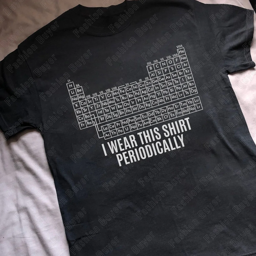 Funny Periodic Table of Elements Print T-Shirt Unisex Crew Neck Short-sleeved Retro Street Y2K Casual Fashion Basic Tops Cloths
