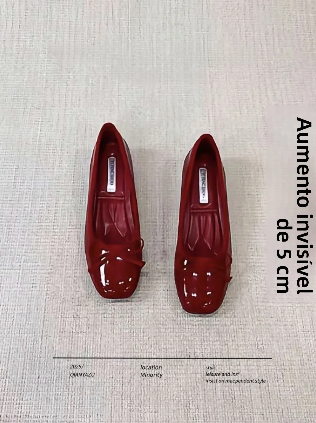red-flat-ballet-mary-jane-shoes-women's-version-knot-slip-on-flats-leather-material-increased-height-5cm