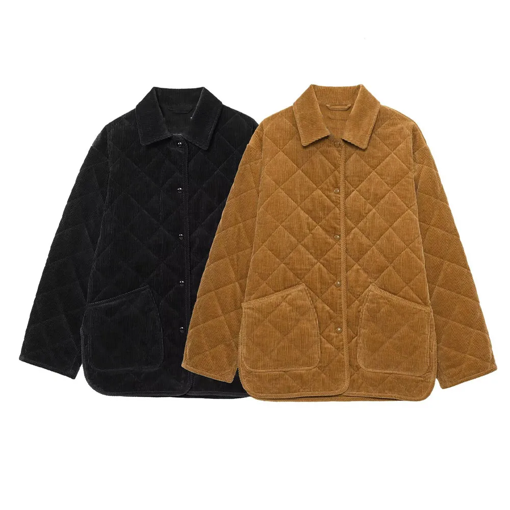 

2025 WOMAN Fashion European and American Style Autumn and Winter New Corduroy Jacket Chic Button Long Sleeve Jacket Mujer