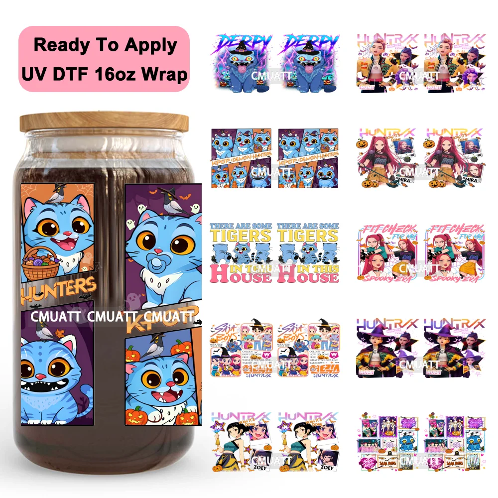 

Cute Kpop Anime Demon Hunters Movie Halloween Girl UV DTF Sticker Ready To Apply Cup Wrap High Quality For 16OZ Libbey Can Glass