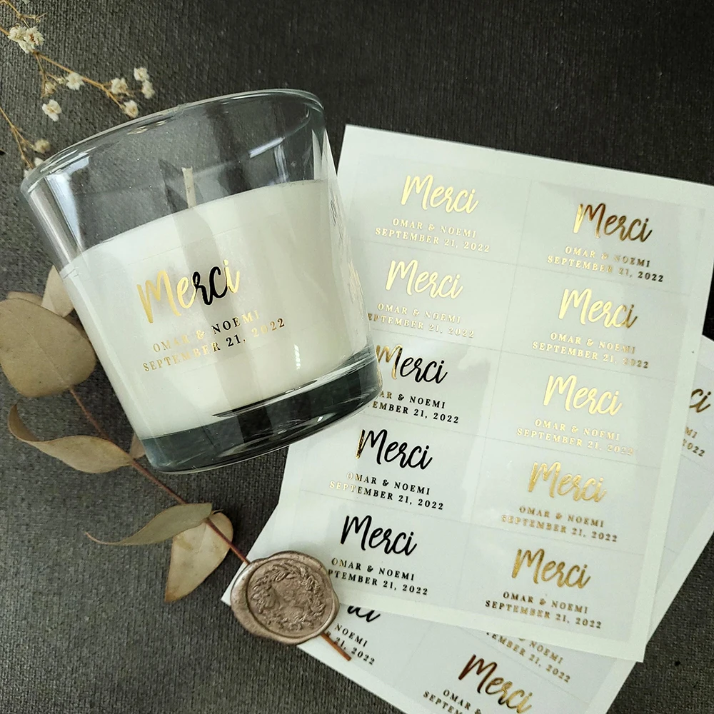 100 قطعة ملصقات للتسمية الشفافة المخصصة الذهب احباط ملصقات اسم التسمية الشخصية مقاوم للماء ملصقات شعار الزفاف #1