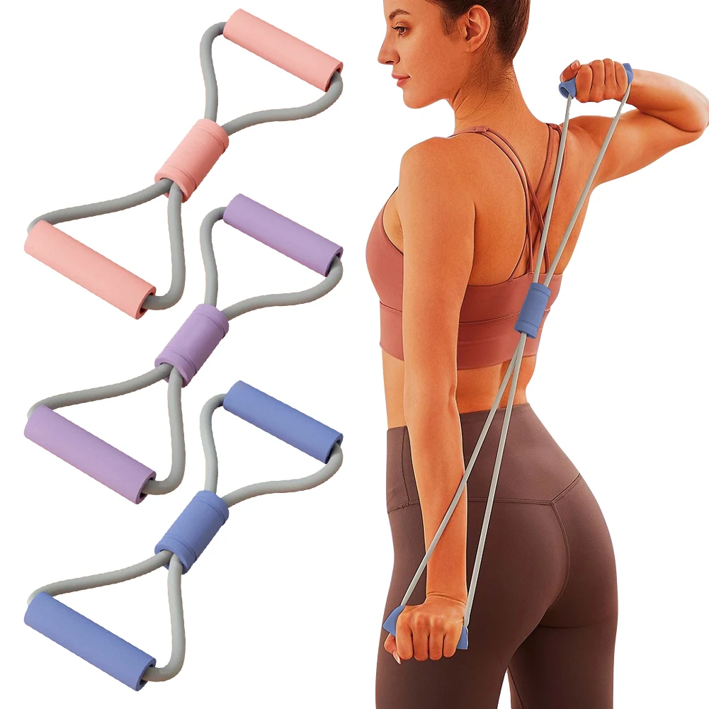 Figure 8 Exercise Band 8 Shaped Resistance Band Multi-Function Yoga Bands Non-Slip Elastic Pull Rope for Slimming Body Shaping