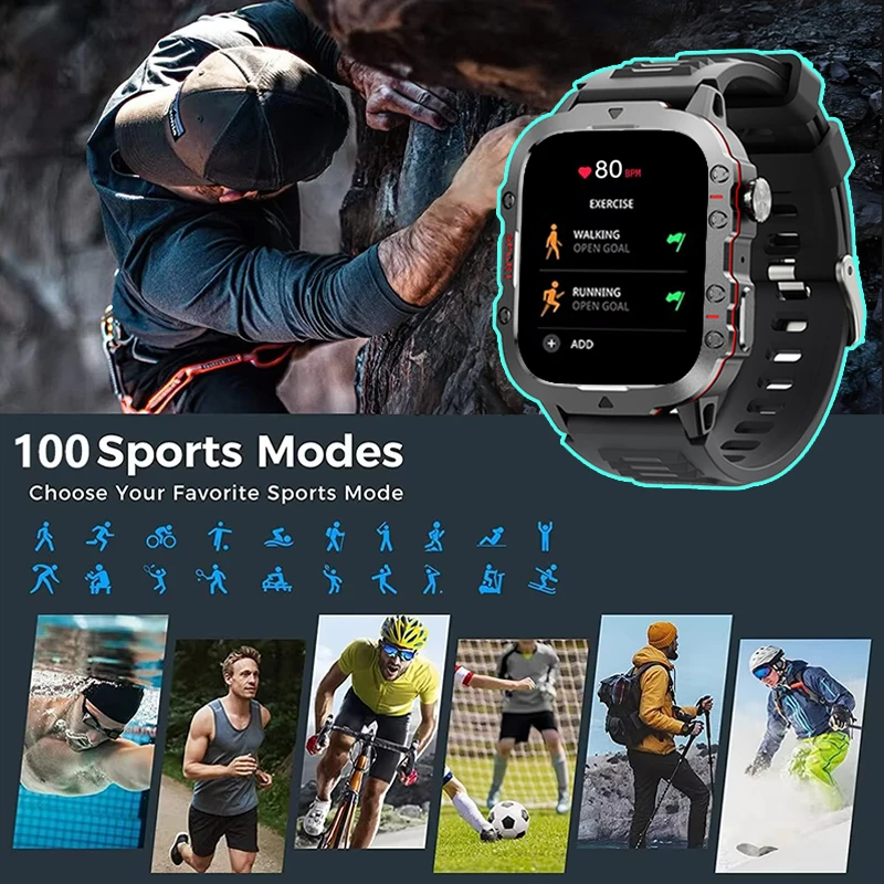 TRANSFORMERS TF-H01 1.96 inch Smart Watch Men 420 Mah Big Battery IP68 Waterproof Outdoor Sport Bluetooth Call Smartwatch 2024