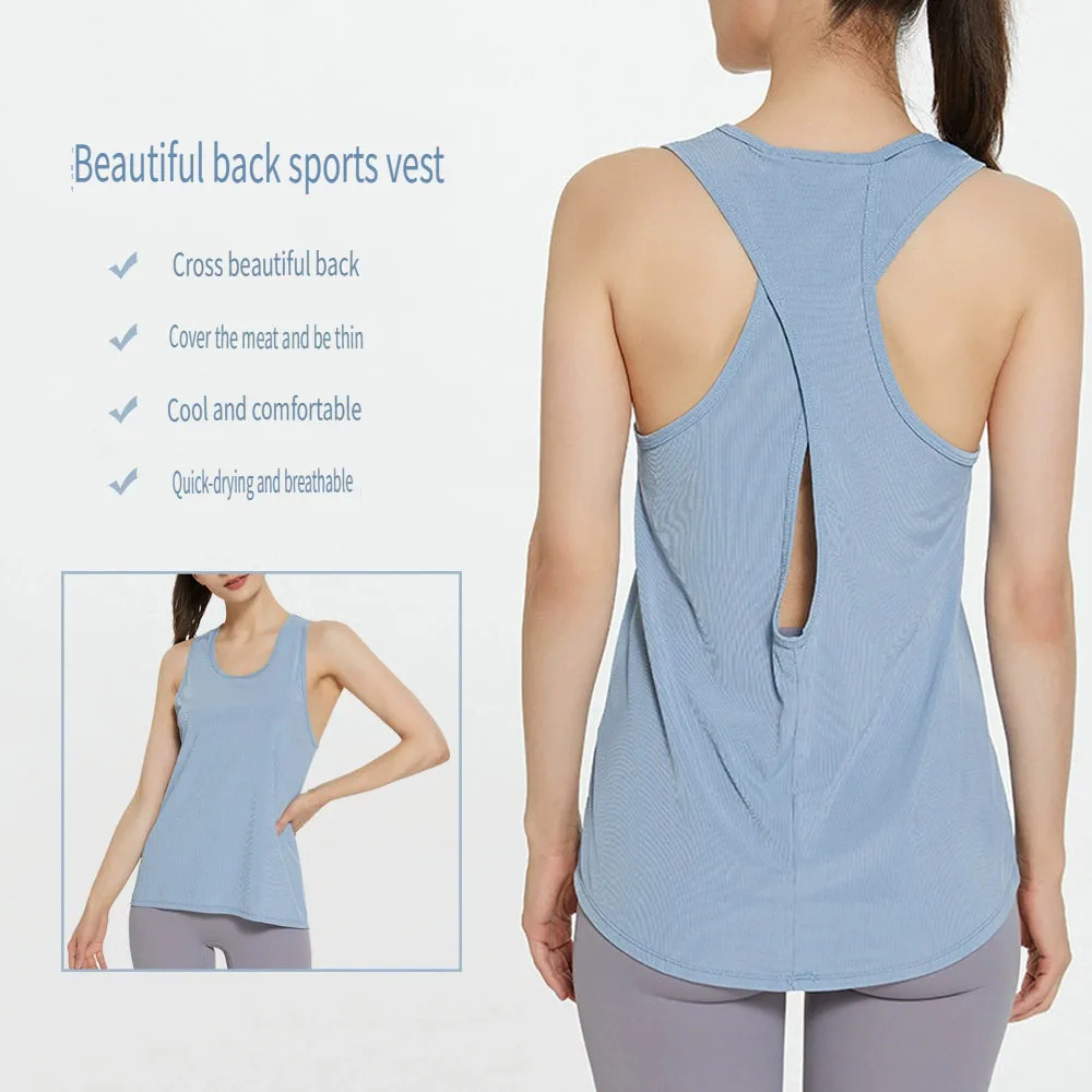 Breathable Quick-Drying Hollow Back Sports Top Lightweight Short-Sleeved Yoga T-Shirt for Running Fitness Women