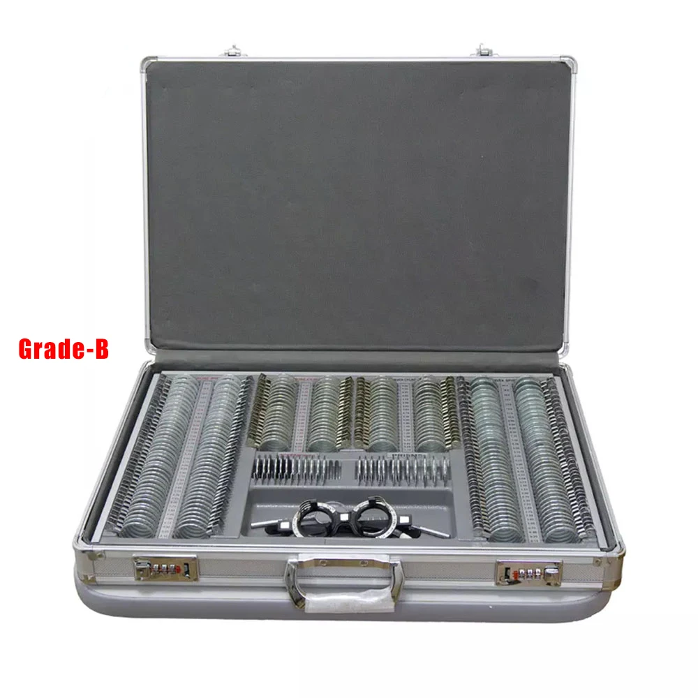 LINK 266 Stuks Optische Lens Hoge Kwaliteit Optometrie Proefmontuurset Plastic Ring Proeflensset Aluminium Koffer Graad A/B