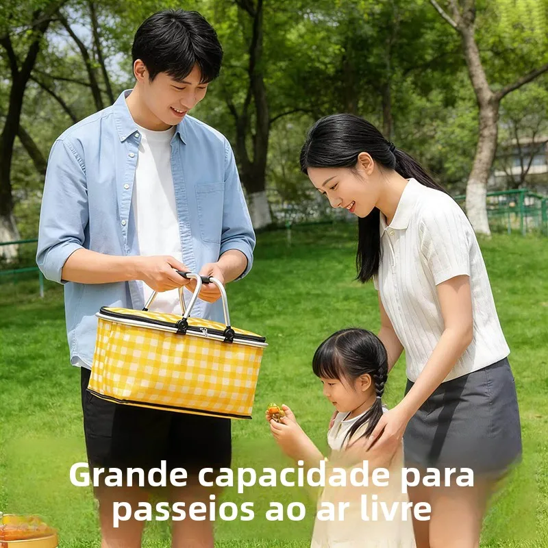 Caixa de Armazenamento Portátil de Grande Capacidade para Piqueniques, Organizador Dobrável para Camping e Viagens de Primave...