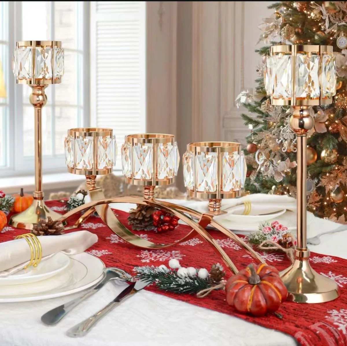 DSA crystal candlestick home jewelry candlestick wedding candlelight dinner props electroplated wrought iron ornament