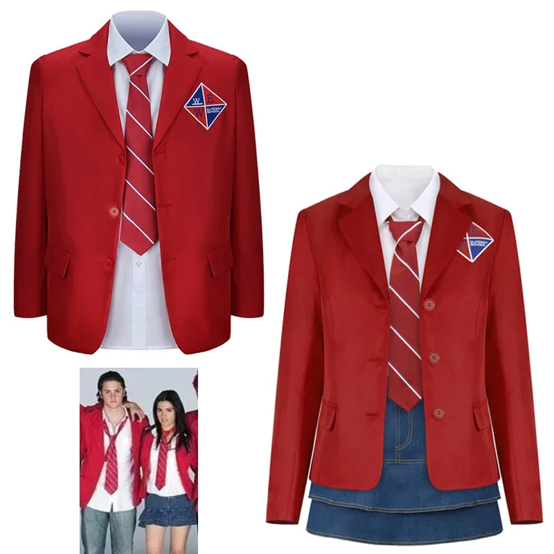 Rebelde Cosplay Costume Red Coat Shirt Suit Big Boy High School Uniform Necktie Men Halloween Christmas Carnival Full Set