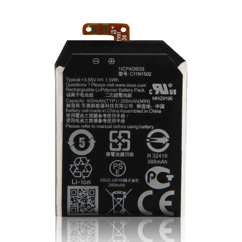 Original Replacement Battery C11N1502 C11N1540 For Asus ZenWatch 2 WI501Q WI501QF 1ICP4/26/33 0B200-0163000 Watch Battery