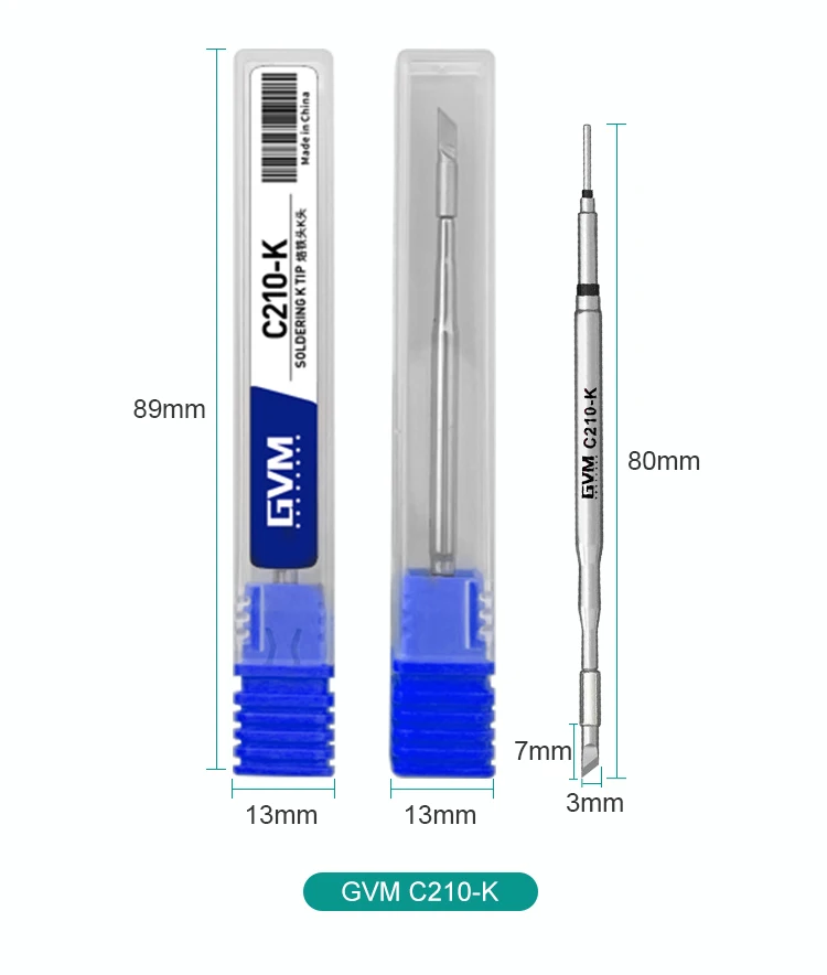 Lead Free Sunshine GVM C210 Soldering Tip, JBC C210, T210, T26, T26D, S21 Tips, Fast Heating, C210-I, IS, K Head for SMD Welding