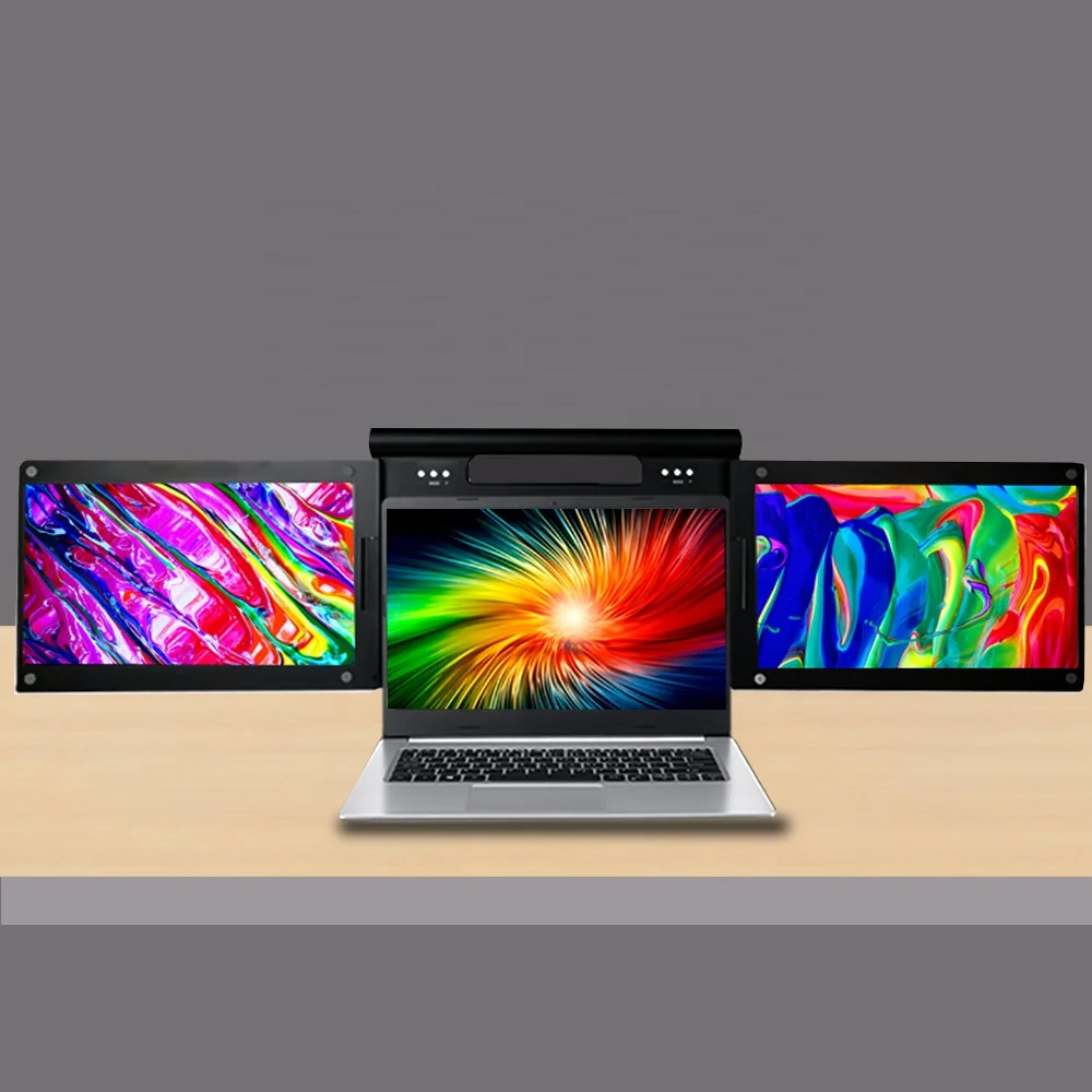 Monitor Portabel 13,3 Inci Dual Monitor FHD IPS Layar Tiga Terhubung dengan Laptop Sebagai Monitor Eksternal Ganda Kedua USB-C Tipe-C