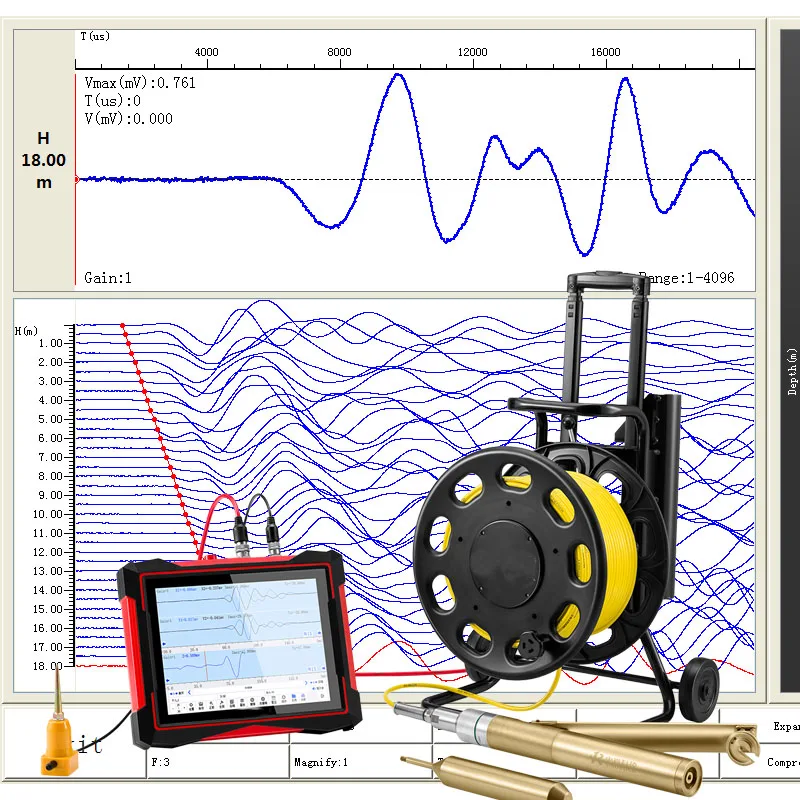 Borehole Parallel Seismic System Cheap Parallel Structure Tester for Deep Foundation Pile Length Determination